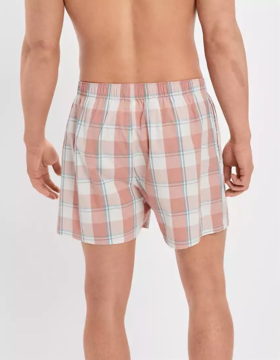 Shorts De Bain American Eagle AEO Plaid Stretch Pocket Corail Homme | CJN-08055503